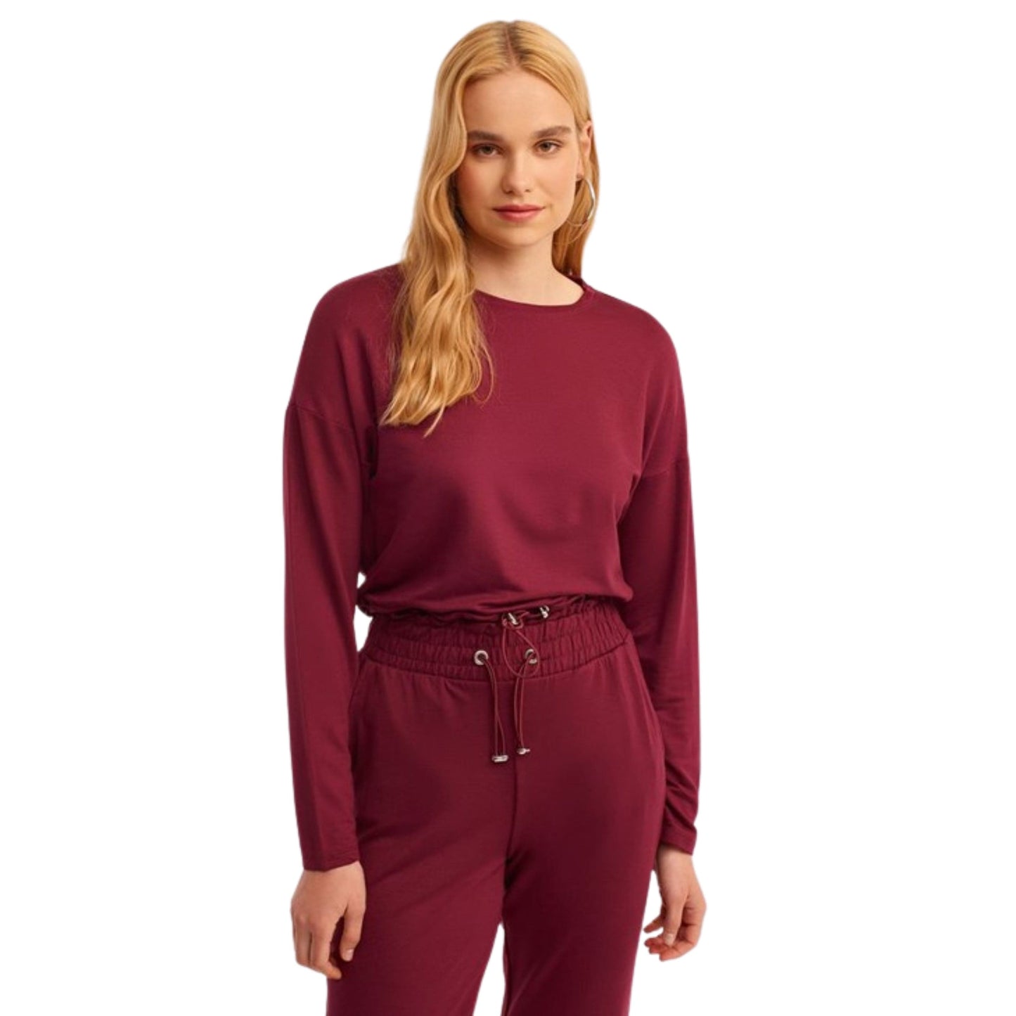 OXXO Womens Tops L / Burgundy OXXO - Crew Neck Sweatshirt