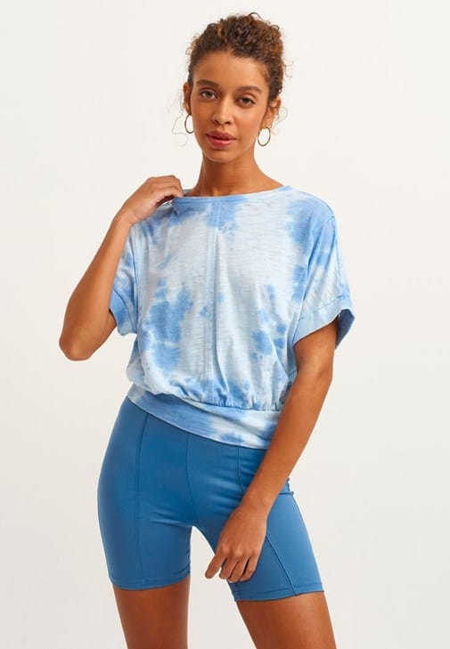 OXXO Womens Tops M / Blue OXXO - Crop Tshirt with Tie-dye Pattern