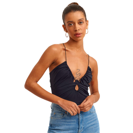 OXXO Womens Tops L / Black OXXO -  Cut-Out and Back Detailed Bodysuit