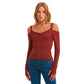 OXXO Womens Tops M / Burgundy OXXO - Cut-Out Detailed Knitwear