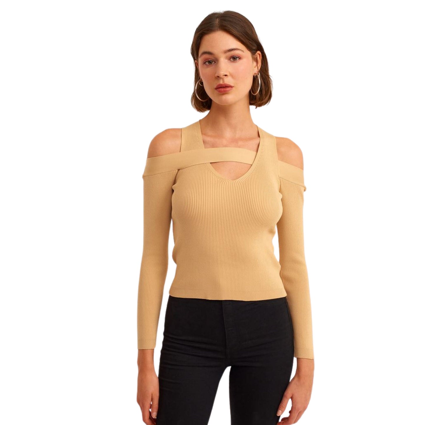 OXXO Womens Tops OXXO - Cut-Out Tape Detailed V-Neck Blouse