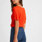 OXXO Womens Tops S / Orange OXXO - Elastic Waist Crop Blouse