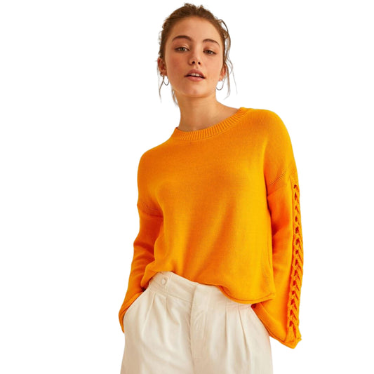 OXXO Womens Tops M / Orange OXXO -  Flared Sleeve Pullover Sweater