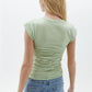 OXXO Womens Tops XS / Green OXXO - Green Cotton Singlet with Drape Detail