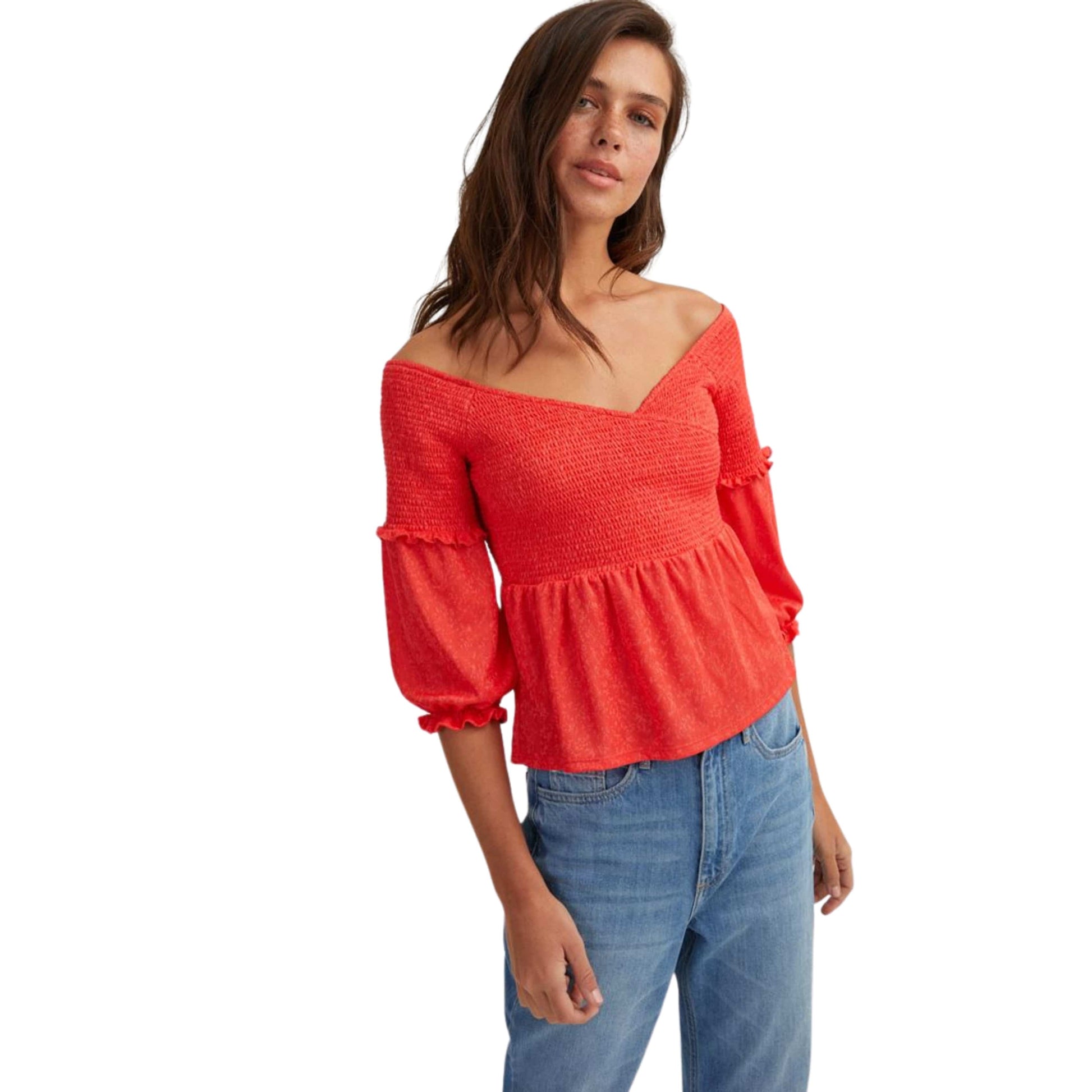 OXXO Womens Tops S / Red OXXO - Half Sleeve Crossover Blouse