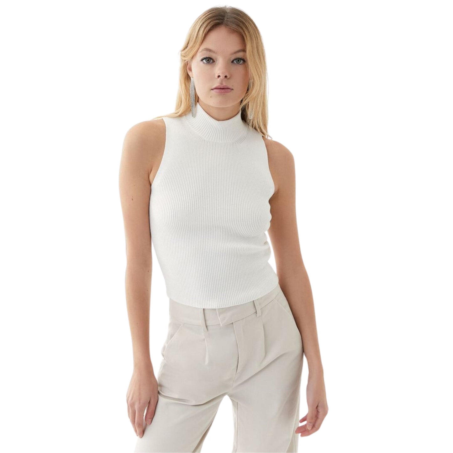 OXXO Womens Tops XS / White OXXO - High Collar Knitwear Sweater