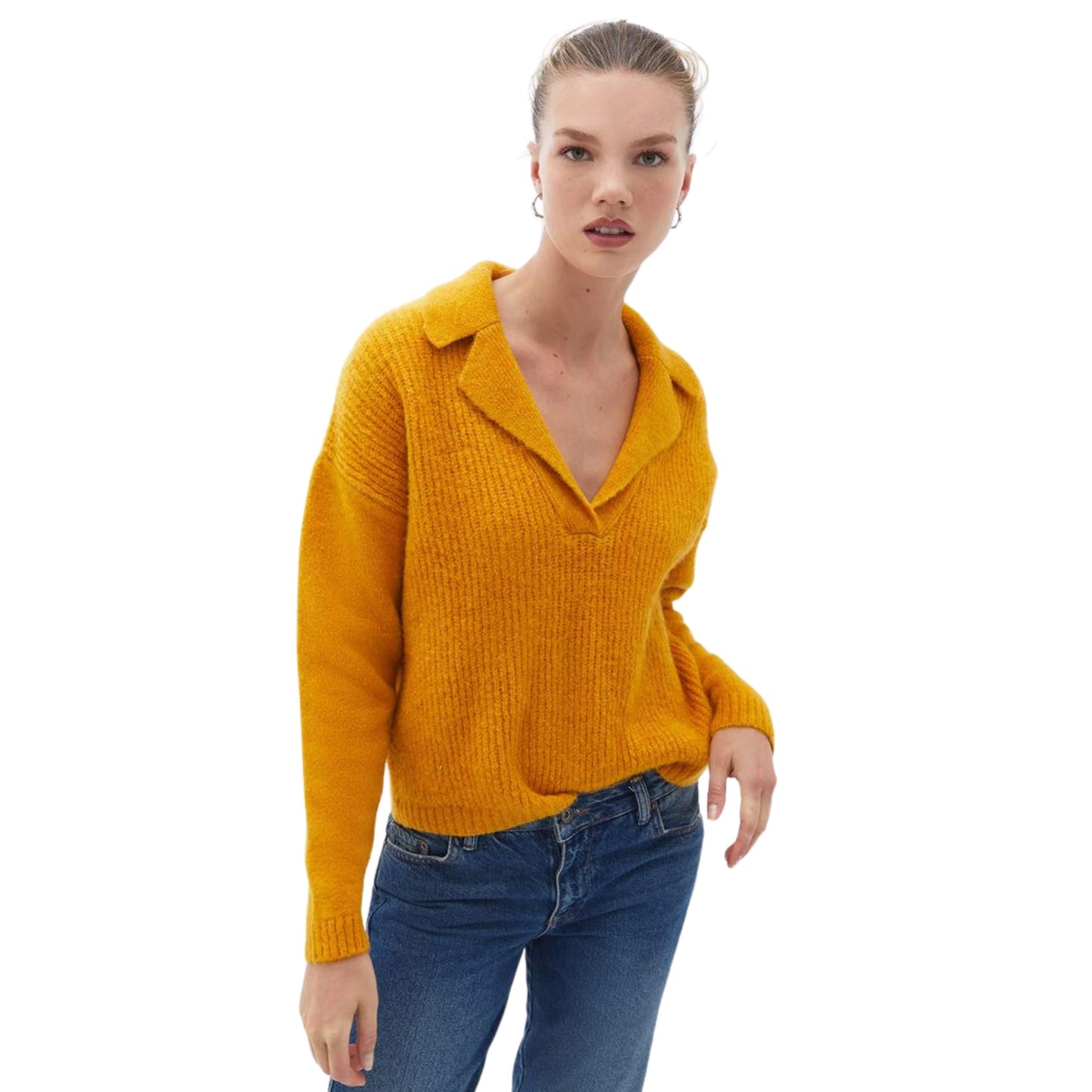 OXXO Womens Tops XS / Orange OXXO - Knitwear Sweater with Neckline Detail