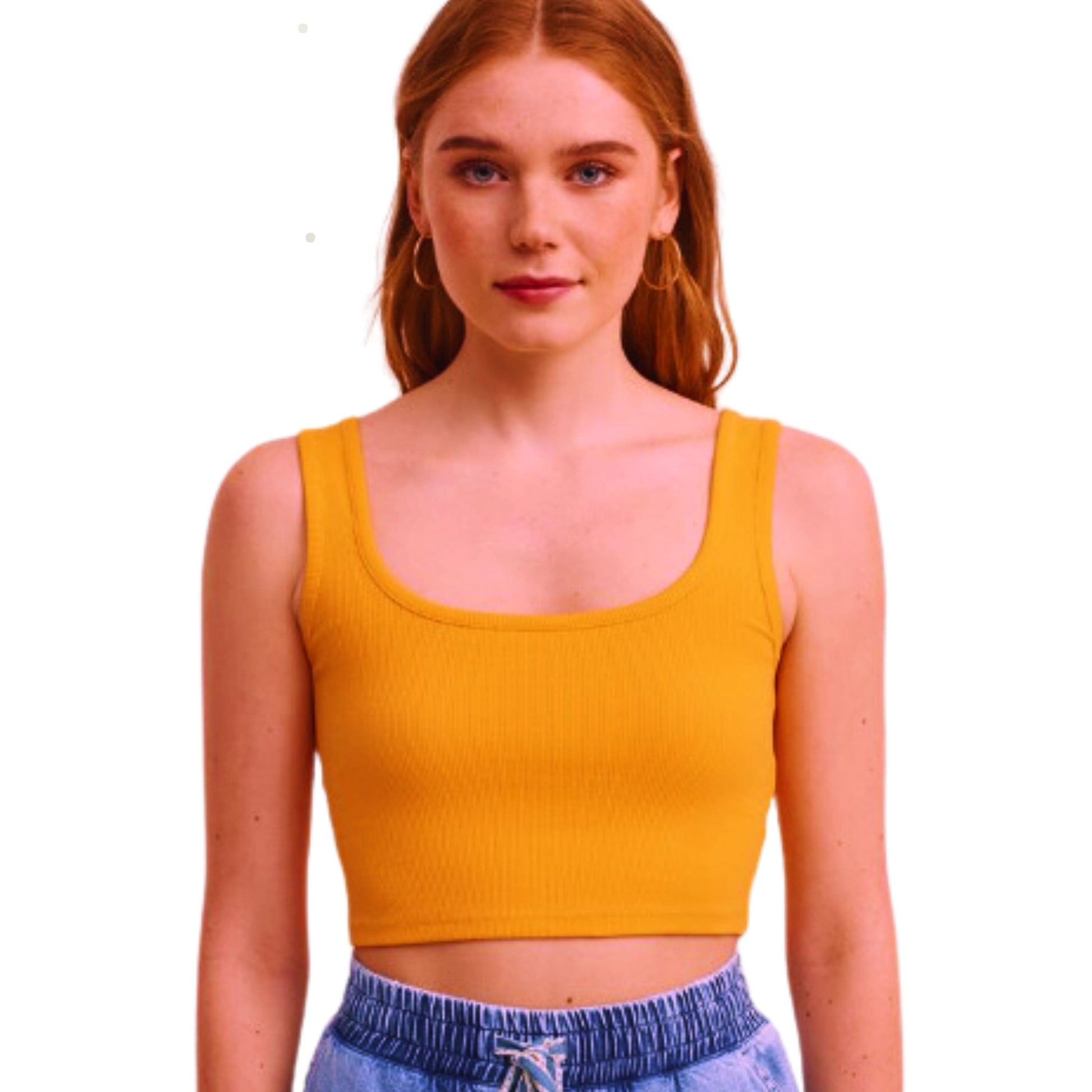 OXXO Womens Tops L / Orange OXXO- Orange Square Neck Crop Top