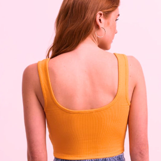 OXXO Womens Tops OXXO- Orange Square Neck Crop Top