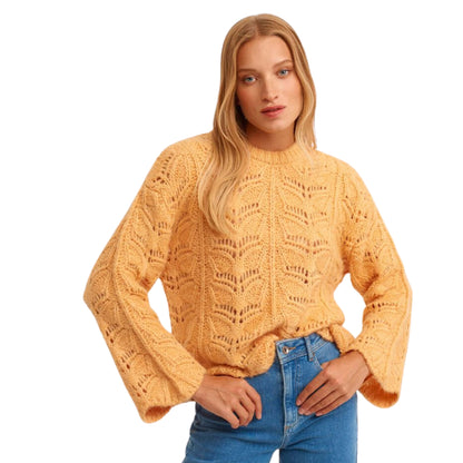 OXXO Womens Tops S / Orange OXXO -  Spanish Sleeve Bohemian Openwork Sweater