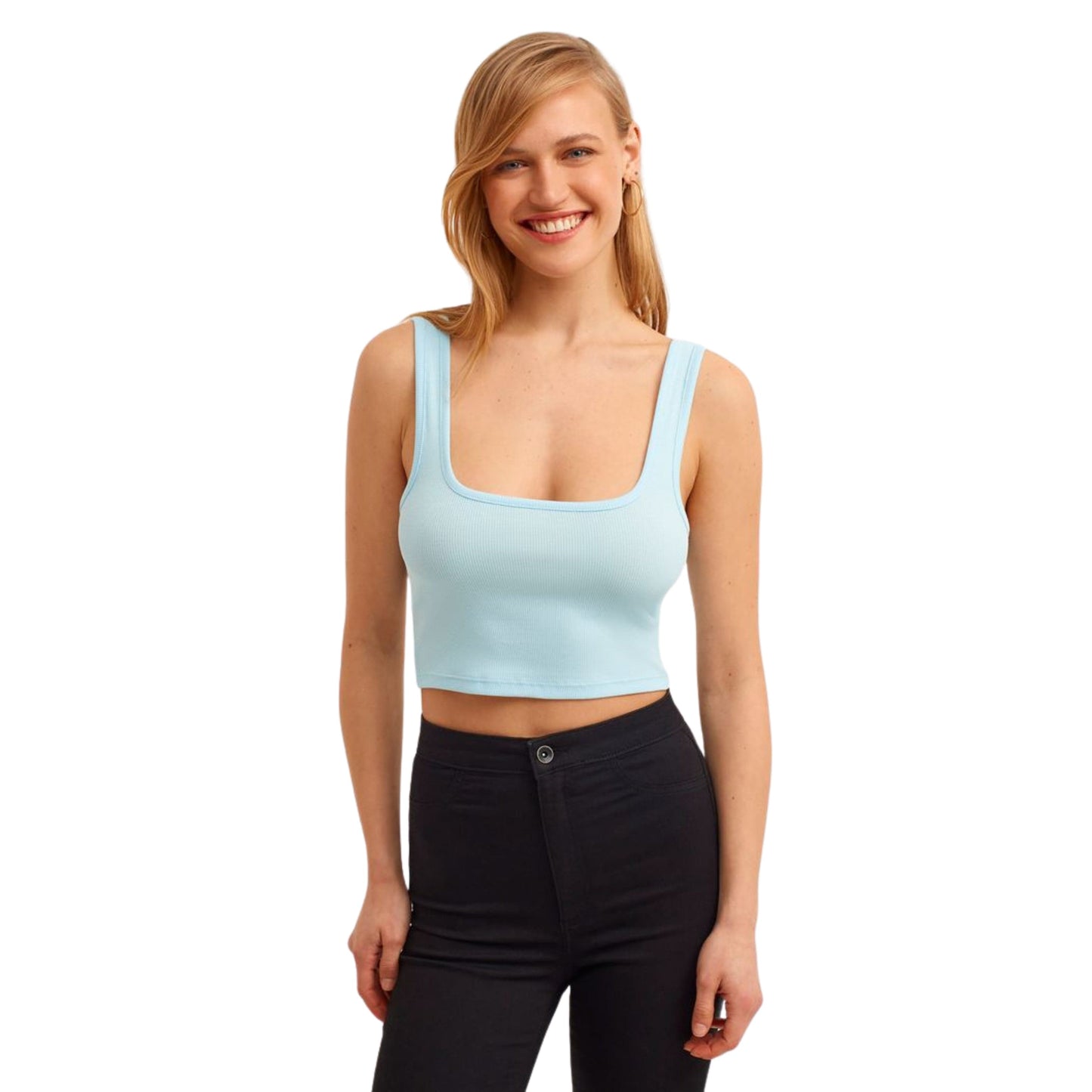 OXXO - Ribbed Textured Sleeveless Cropped Top