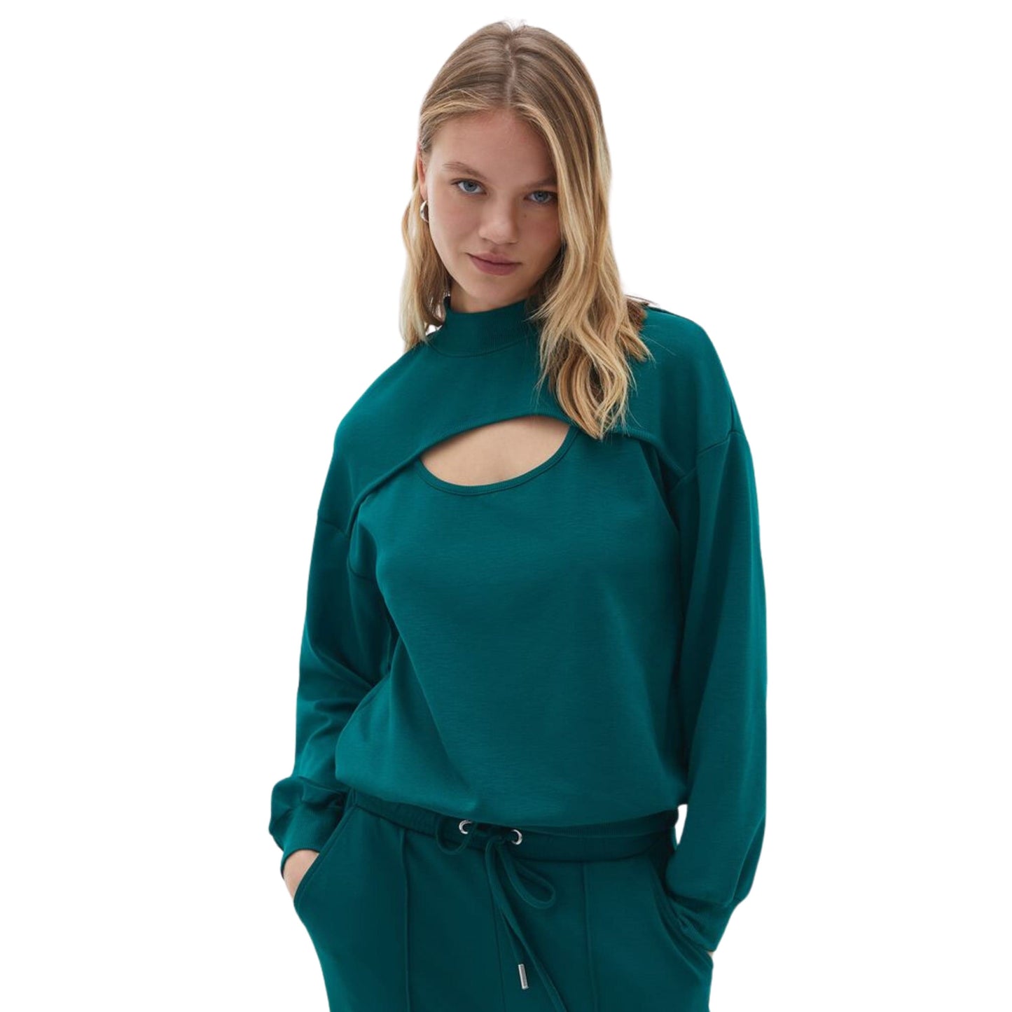 OXXO Womens Tops XS / Green OXXO -  Sweatshirt with Cut Out Detail