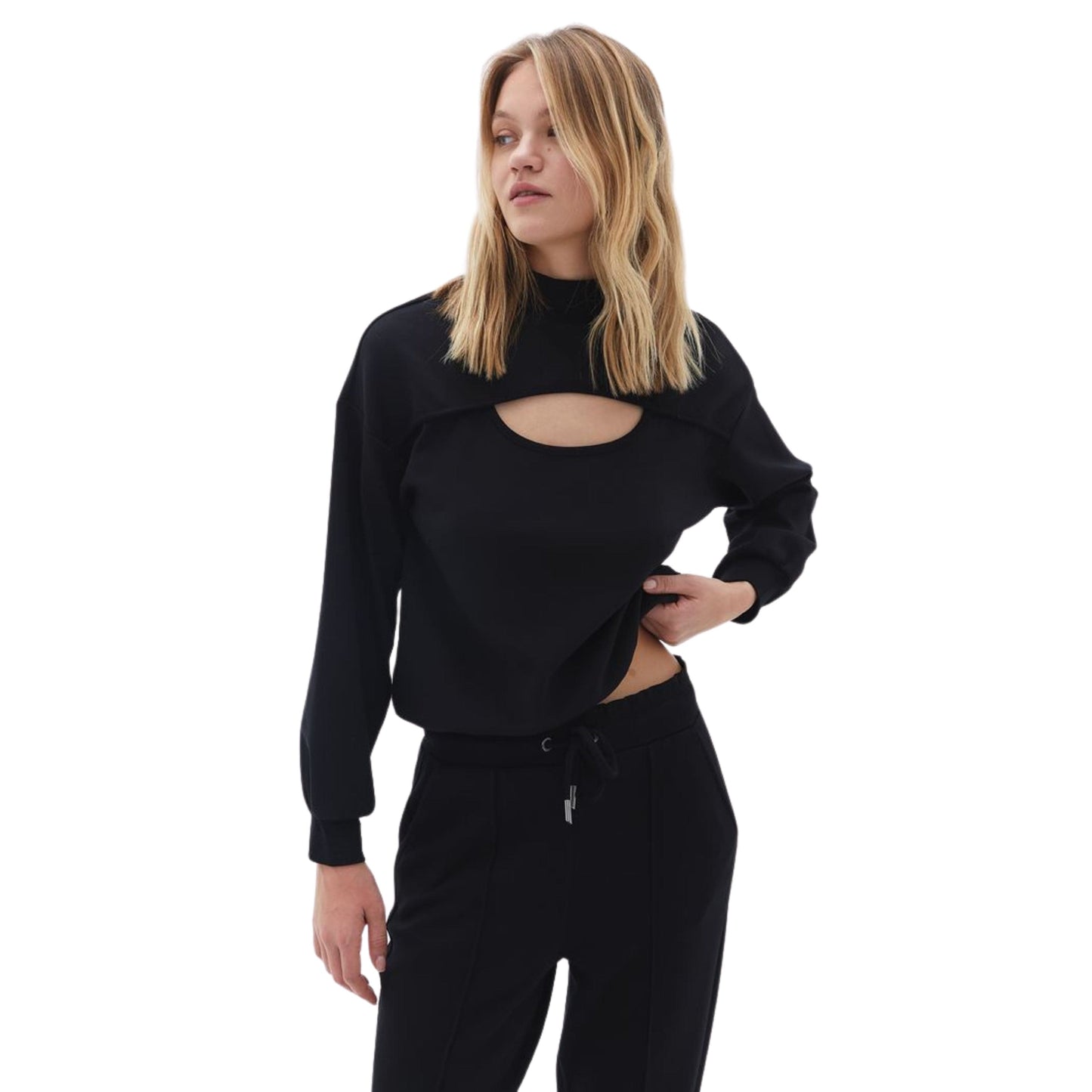 OXXO Womens Tops XS / Black OXXO -  Sweatshirt with Cut Out Detail