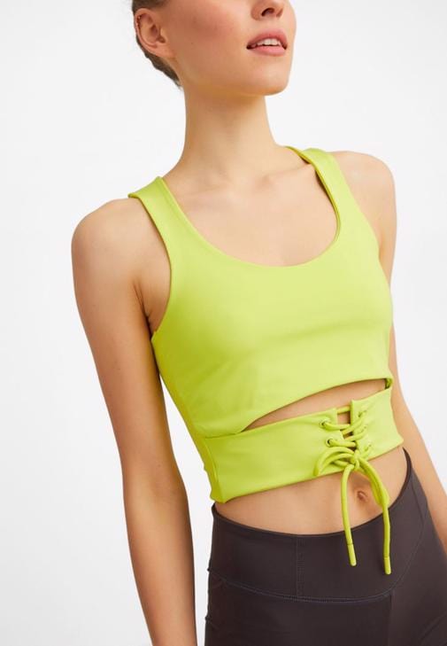 OXXO Womens Tops XS / Green OXXO - Tank Top with Lace-up