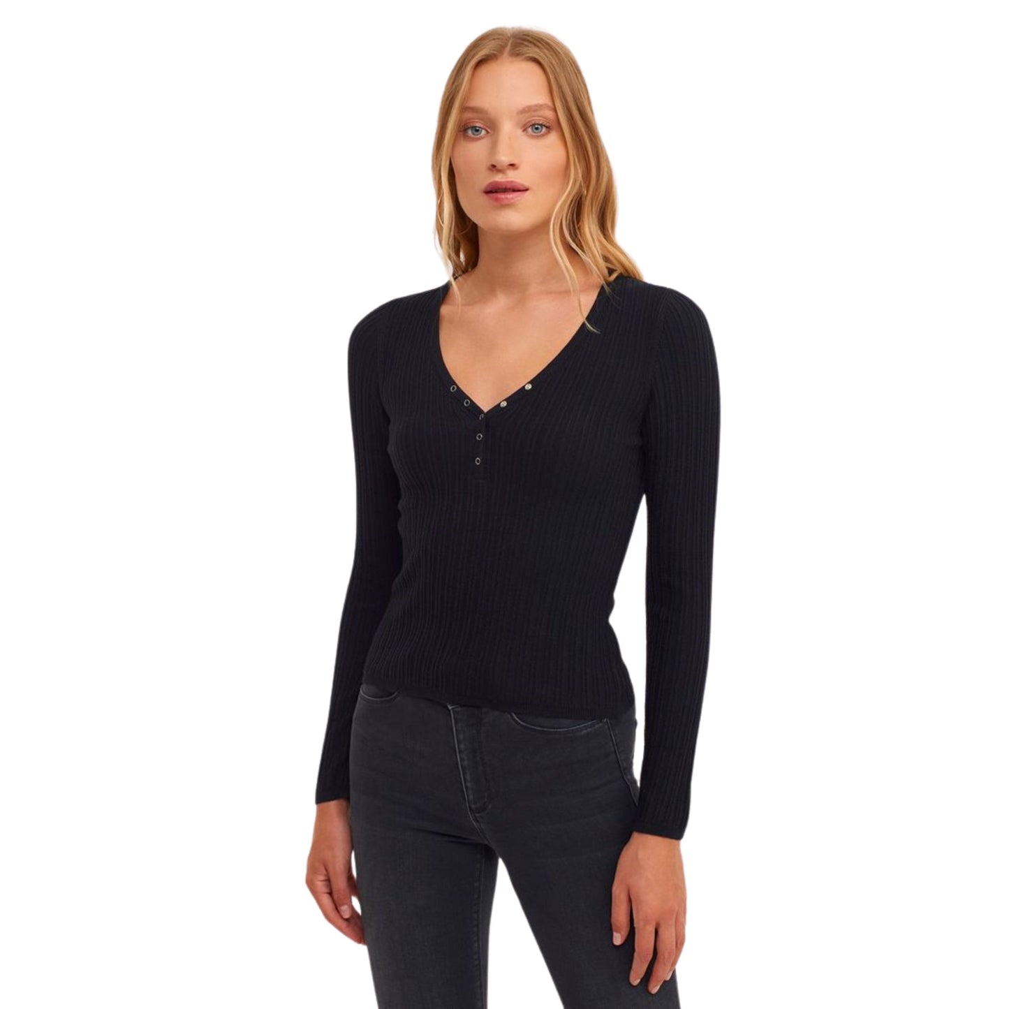 OXXO Womens Tops M / Black OXXO - V Neck Knitted Sweater