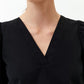 OXXO Womens Tops S / Black OXXO - V Neck Poplin Blouse