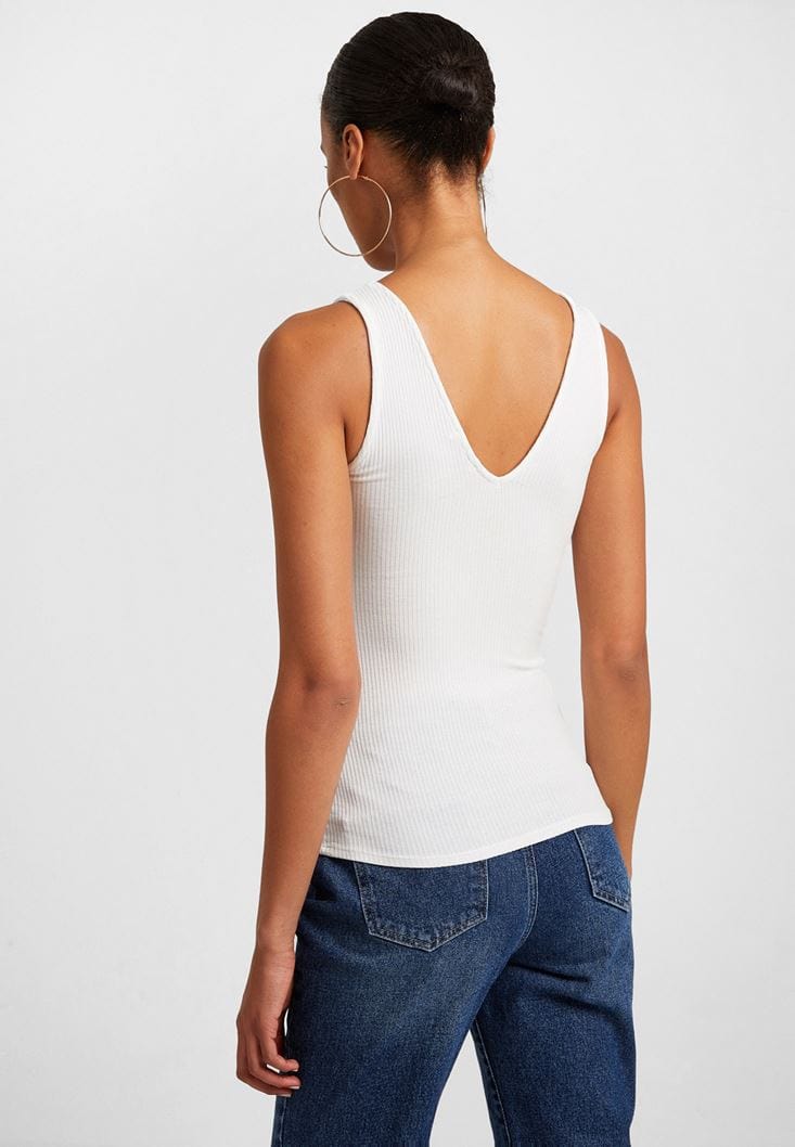 OXXO Womens Tops L / White OXXO - V-Neck Top