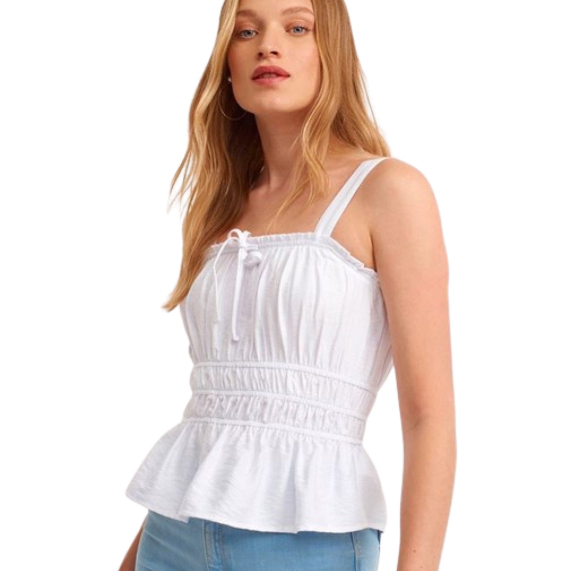 OXXO Womens Tops S / White OXXO - White  Detailed Strapless Blouse