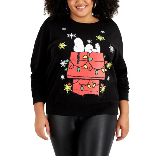 PEANUTS Womens Tops XXL / Black PEANUTS - Front Graphic Printed Sweatshirt