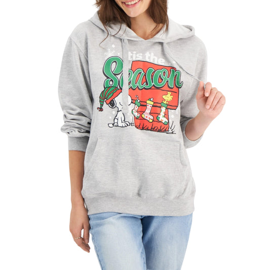 PEANUTS Womens Tops XS / Grey PEANUTS - 'Tis the Season Graphic Hoodie