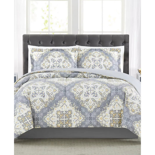 PEM AMERICA Comforter/Quilt/Duvet King / Multi-Color PEM AMERICA -Trinity 3-Pc. Reversible Medallion King Comforter Set