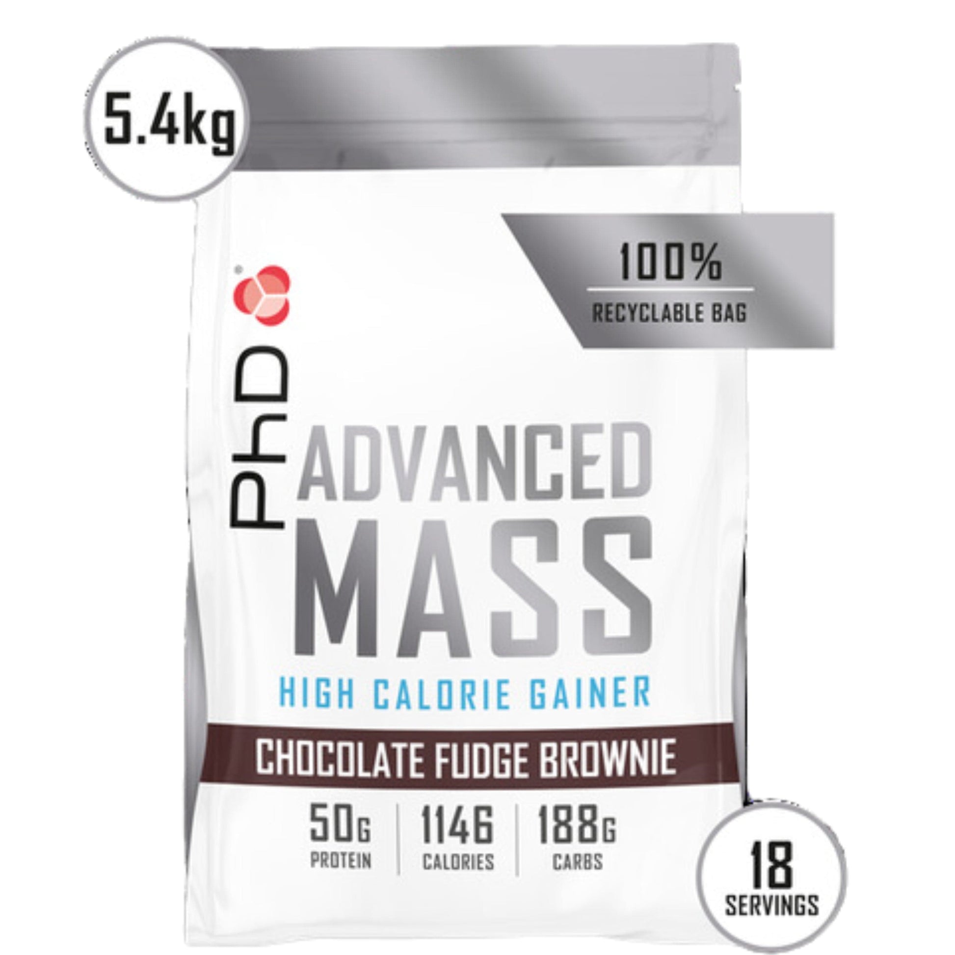 PHD Sports Supplements Chocolate Fudge Brownie PHD - Advanced Mass - 5.4kg Chocolate Fudge Brownie