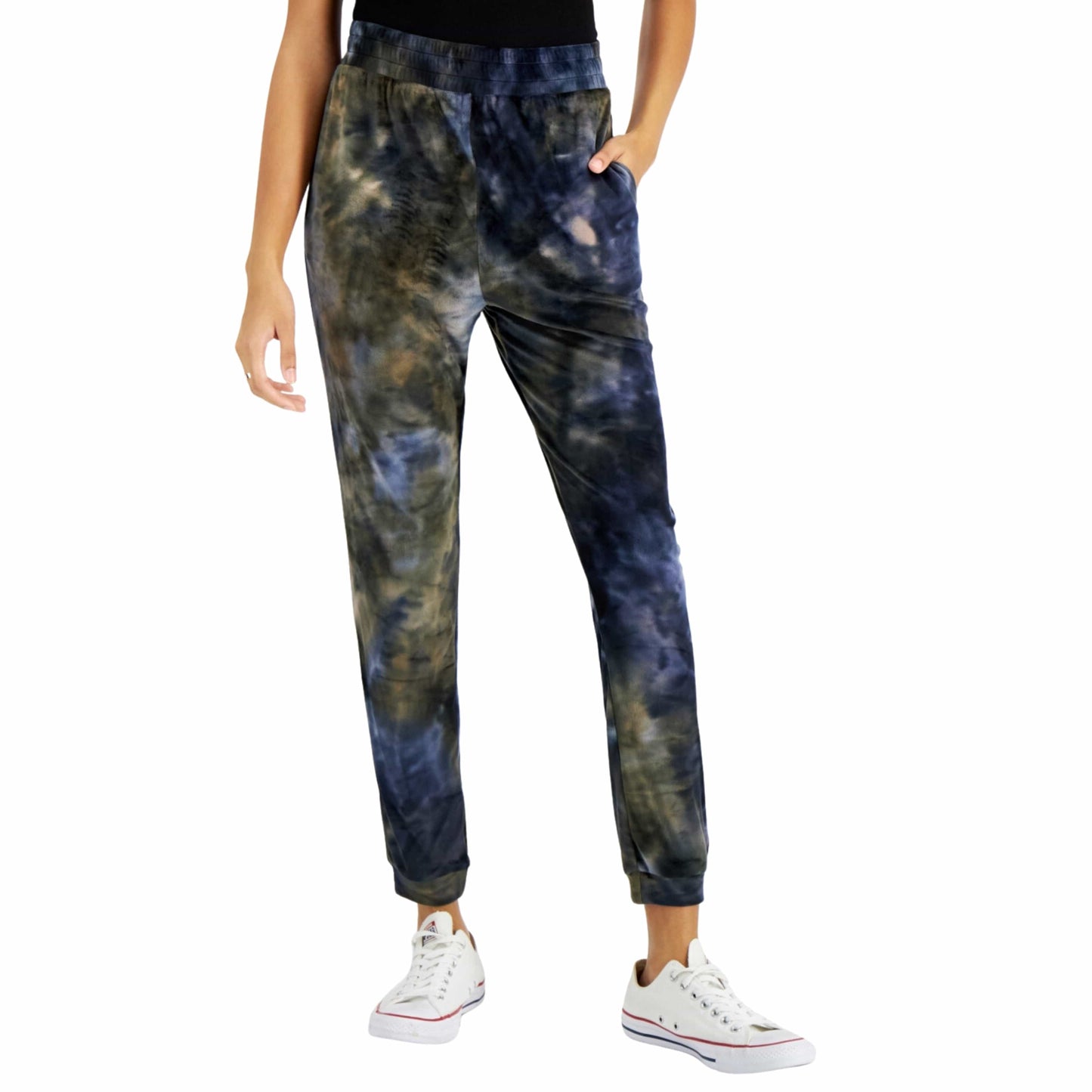 PLANET GOLD Womens Bottoms S / Multi-Color PLANET GOLD - High Rise Tie-Dyed Velour Sweatpants