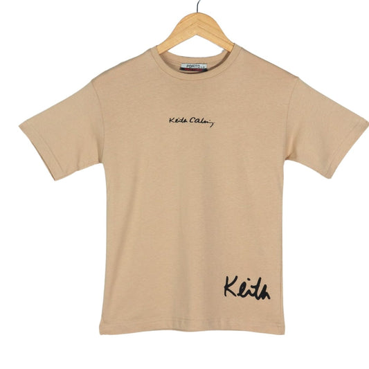 POPITO Boys Tops M / Beige POPITO - Front And Back Printed T-Shirt