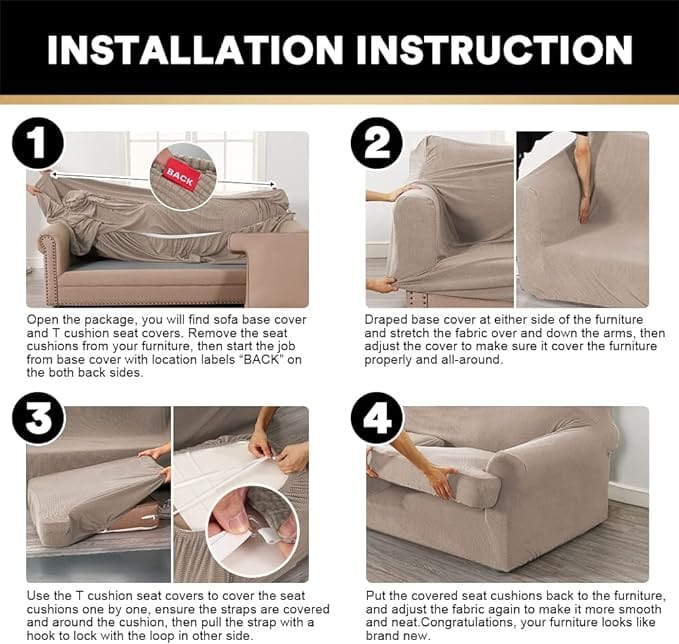 PRINCE DECO Furniture Brown PRINCE DECO - T Cushion Sofa Slipcover
