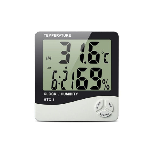 Provideolb Alarm Clocks Digital Clock Thermometer Hygrometer Temperature and Humidity Monitor Alarm Weather Station - HTC-1