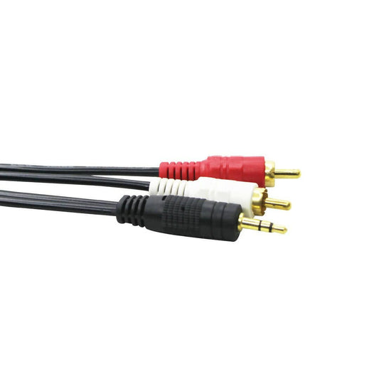 Provideolb Audio & Video Connectors & Adapters Conqueror Cable 3.5mm Audio Jack to 2x RCA Stereo 3 Meter Black - C31B