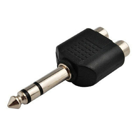 Provideolb Audio & Video Connectors & Adapters Plug 2 x RCA Female Adapter to 6.5mm Male Audio Connector - P233