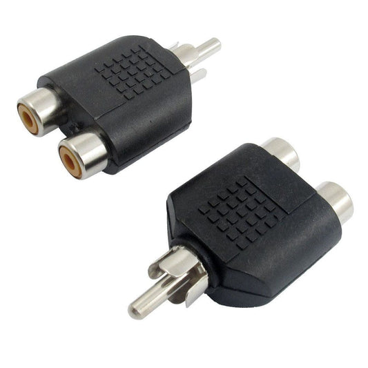Provideolb Audio & Video Connectors & Adapters Plug AV Audio 1 RCA Male Plug to 2 RCA Female Adapter Connector - P232