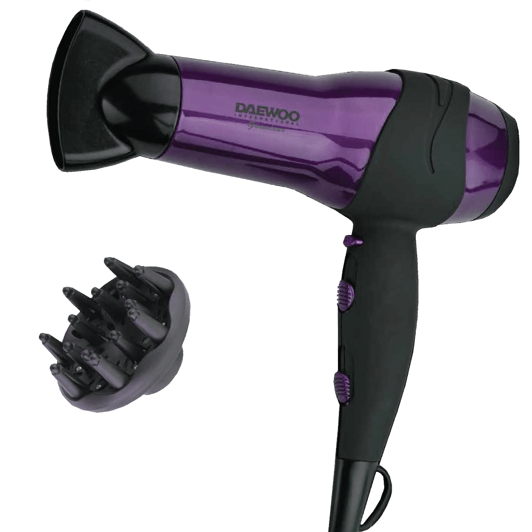 Provideolb Hair Dryers & Accessories Daewoo Hair Dryer 2200 Watt with Concentrator and Diffuser - DHD7025