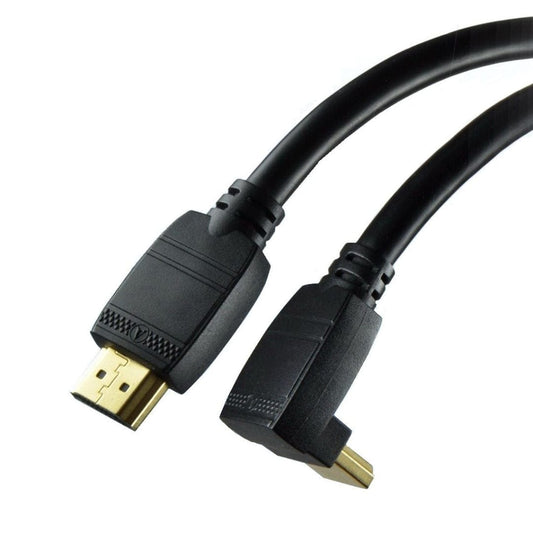 Provideolb HDMI Cables Conqueror HDMI Cable 4K High Speed Ethernet and Audio Gold Plated Connectors Angled Side 3 Meter Black - C46B