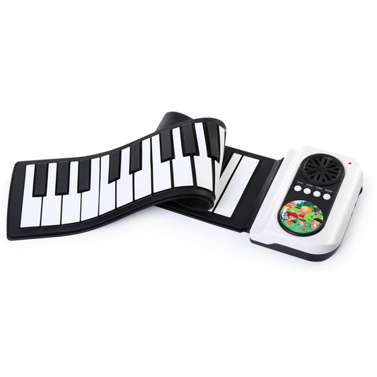 Provideolb Portable & Arranger Keyboards Flexible Roll Up Keyboard Piano Portable Foldable Silicone Piano 37 Key with Speaker Black - M409