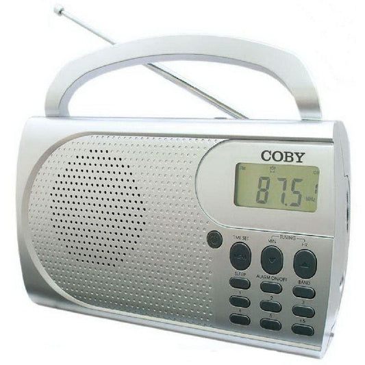 Provideolb Portable Radios Coby AM / FM Radio Portable with Alarm Clock Silver - CXR500