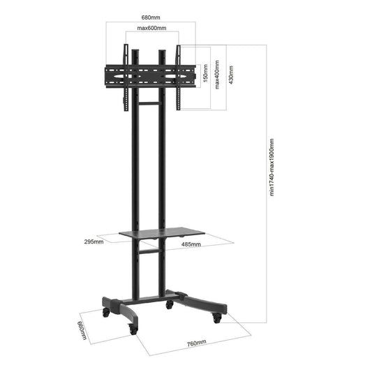 Provideolb Television Stands Conqueror Moving Floor Stand with Shelf for LED / LCD / Plasma TV 30''-55'' - HFL3