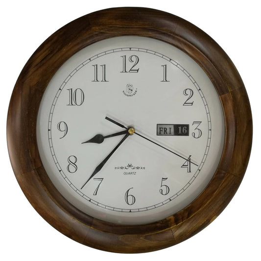 Provideolb Wall Clocks Woodpecker Quartz Analog Round Wall Clock with Calendar 28cm Diameter - 7288