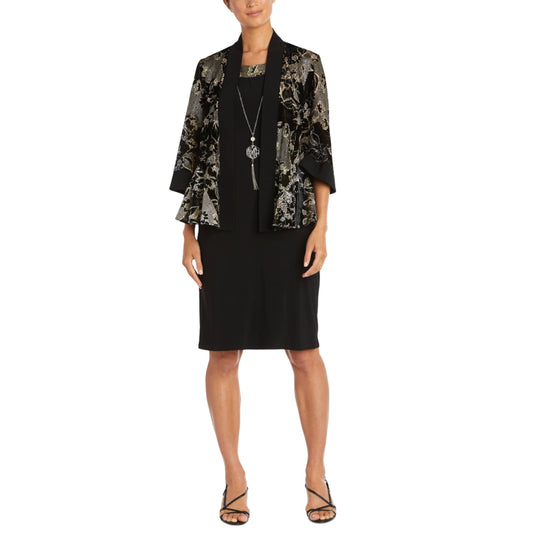 R&M RICHARDS Womens Dress M / Multi-Color R&M RICHARDS - 2PC Floral Cocktail and Party Dress