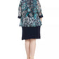 R&M RICHARDS Womens Dress XXL / Navy R&M RICHARDS - 3/4-Sleeve Printed Jacket and Contrast-Trim Dress