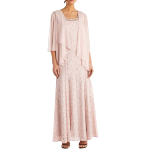 R&M RICHARDS Womens Dress M / Pink R&M RICHARDS - Jacket Maxi Evening Dress