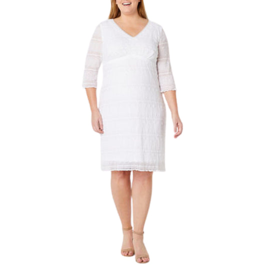 RABBIT Womens Dress XXL / White RABBIT -  3/4 Sleeve Lace Sheath Dress