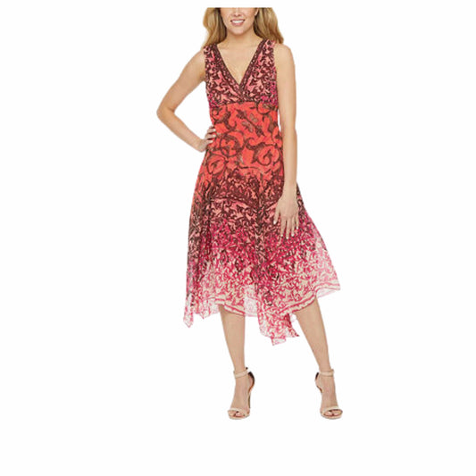 RABBIT Womens Dress S / Multi-Color RABBIT - Design Sleeveless Bordered MIDI Fit + Flare Dress