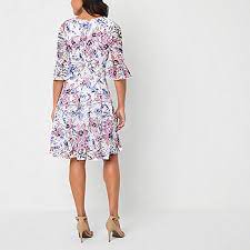 RABBIT Womens Dress XXL / Multi-Color RABBIT -  Petite 3/4 Bell Sleeve Floral Lace Fit + Flare Dress