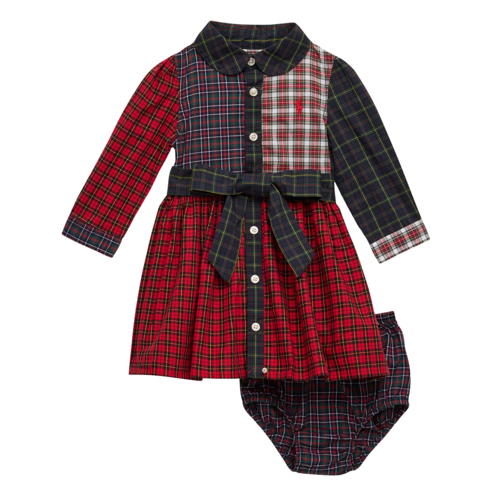 RALPH LAUREN Baby Girl 6 Month / Multi-Color RALPH LAUREN - BABY - Plaid Poplin Fun Shirtdress Bloomer