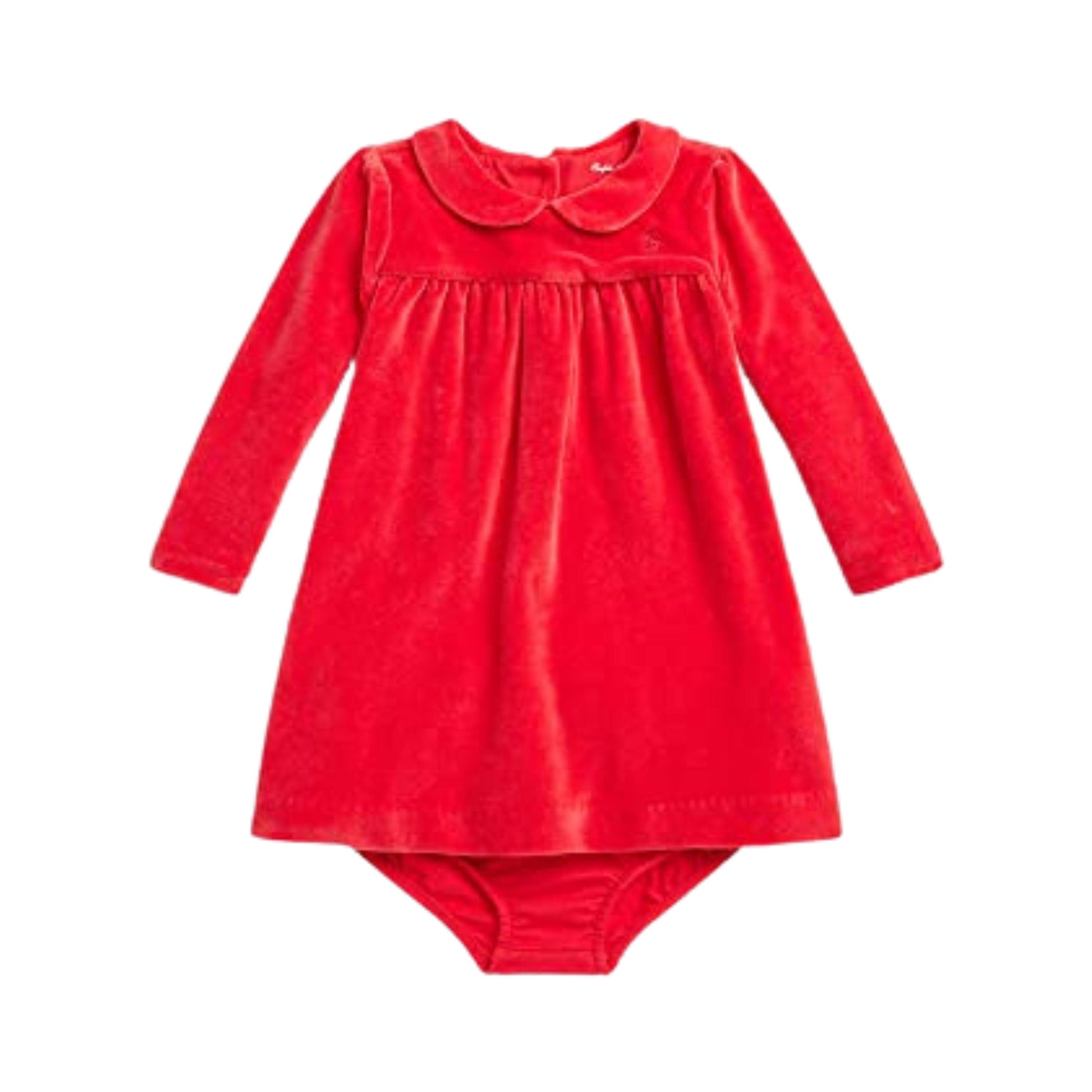 RALPH LAUREN Baby Girl 18 Month / Red RALPH LAUREN - BABY -  Velour a-Line Dress and Bloomer 2PC Set