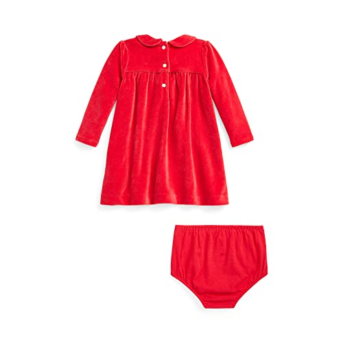 RALPH LAUREN Baby Girl 18 Month / Red RALPH LAUREN - BABY -  Velour a-Line Dress and Bloomer 2PC Set