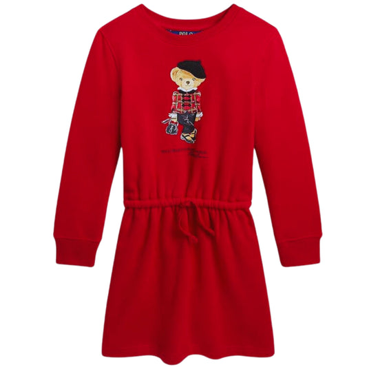 RALPH LAUREN Girls Dress M / Red RALPH LAUREN - KIDS - Polo Bear Fleece Dress