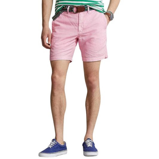 RALPH LAUREN Mens Bottoms L / Pink RALPH LAUREN - Straight Fit Linen-Cotton Shorts